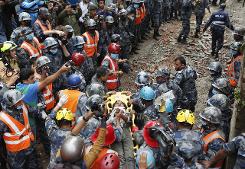 Joy as buried survivors rescued five days after Nepal quake.