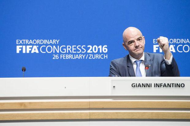 Gianni Infantino of Switzerland during a press conference after being elected as new Fifa president at the Extraordinary Fifa  Congress 2016 at the Hallenstadion in Zurich, Switzerland, on Friday. (EPA photo)